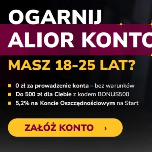 Alior Konto dla młodych 18-25 premia 500 zł, konto bankowe w Alior Banku