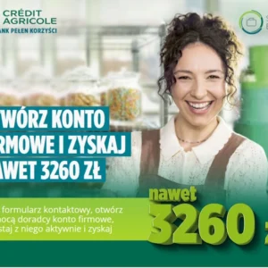 Konto firmowe Biznes Credit Agricole Bank - premia 3260 zł, darmowe prowadzenie i przelewy online