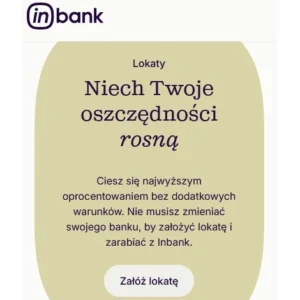 Lokata Inbank online, oprocentowanie 4.10 procent bez konta