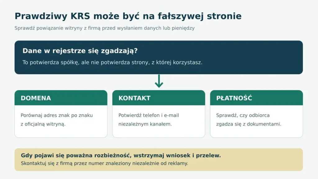 Kontrola domeny, kontaktu i odbiorcy płatności przy sprawdzaniu strony firmy pożyczkowej