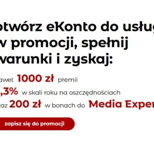 eKonto do usług mBank z premią do 1200 zł i bonami Media Expert