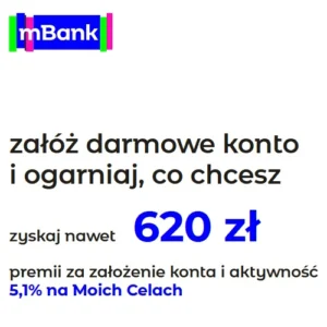 eKonto dla młodych mBank 18-24 online, premia 620 zł