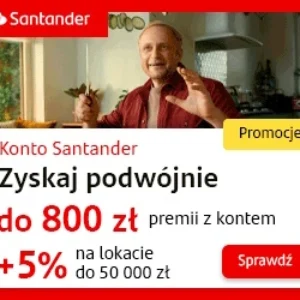 Konto Santander premia 800 zł lokata 5 procent